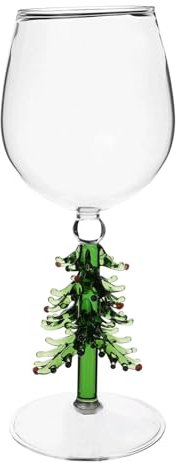 PZEOB Copas Vino Copa de Vino de 300ml, Copas de Vino de Cristal, Bonito árbol de Navidad, Copas de Vino Altas, Copas de Vino de Tallo Largo, Vasos de Jugo de Navidad