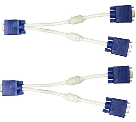 jojofuny 2pièces Câble Adaptateur Male vers Dual Femelle Répartiteur Pin pour Moniteur Compatible Pc Ordinateur Portable Et Projecteur
