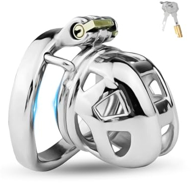 Chastity Cage Männer Sexspielzeug Peniskäfig mit Unsichtbarem Schloss und 2 Schlüsseln Metall Keuschheitskäfig für Mann Penis Bondage Edelstahl Cock Cage Atmungsaktiv Penis Käfig (50mm,S)