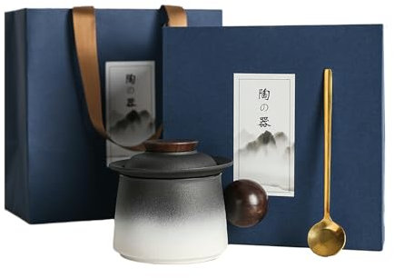 Pot à lait moderne minimaliste en céramique avec couvercle en bois - Noir et blanc - 240 ml