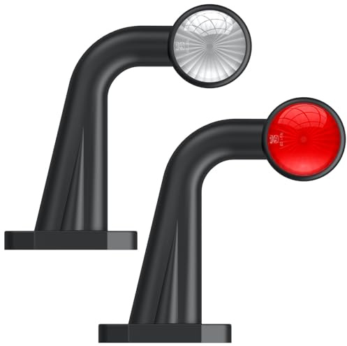 Justech 2pcs Side Elbow Marker Lights 12/24V Red & White LED Double Side Indicator Light IP65 Waterproof for Trailer,Lorry,Caravan and More