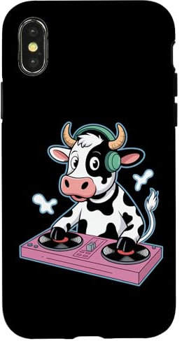 Dj Vaca Con Auriculares Tocadiscos Música Carcasa para iPhone X/XS
