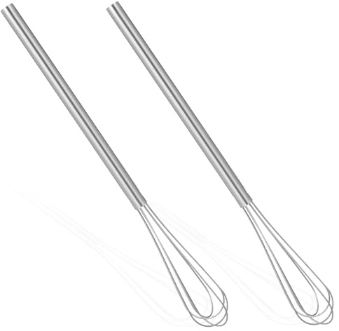 Ymapinc 2Pcs Mini Whisks for Cooking, 26cm Small Metal Whisk for Egg Blending, Whisking, Beating, Stirring, Mini Whisk for Coffee Mixer Kitchen - Stainless Steel