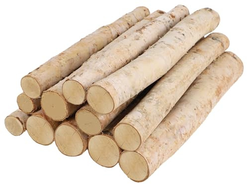 Sancodee Weiße Birkenholzscheite für Kamin, natürliche dekorative Birkenzweige für Kaminsims, künstliche Kamine, Innendekoration, DIY Handwerk und Pflanzgefäß-Dekoration (2 cm - 4,1 cm Durchmesser