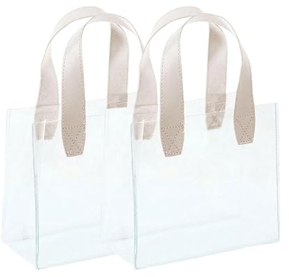 Transparente PVC-Geschenktüten mit Griff, wasserabweisend, für Geburtstag, Hochzeit, Weihnachten, Urlaub, Partyzubehör, wasserabweisend, PVC, wiederverwendbare Geschenkbeutel, 2 Stück