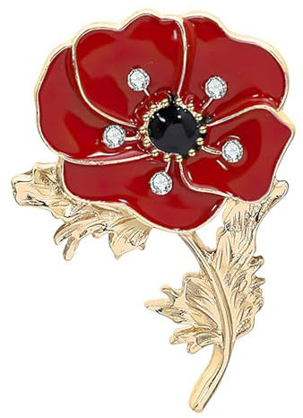 Poppy Badge and Pins 2025, Red Poppy Flower Brooch, Remembrance Sunday Day Lapel Pins, Poppies Brooches for Women UK, Lest We Forget Poppies Brooches, Peace Pin, Veterans Day Memorial Days Gift Unisex