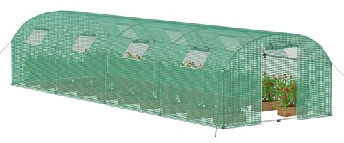 NAIZY Gewächshaus 3x8m Foliengewächshaus mit Folie und Fernster 24㎡ Tomatengewächshaus Bogen überwinterungszelt für Pflanzen, Tomaten, Wintergarten
