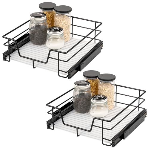 bremermann Teleskopschubladen 2er Set - 50 cm mit Einlegeboden, K�chenschublade zum Nachr�sten, Vollauszug mit Teleskop-Schienen, ideal f�r K�che, Bad & Schlafzimmer, aus Metall (Schwarz)