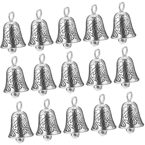 PRETYZOOM 25piezas Campana de Aleación de Plata Tibetana Dije Colgante de Campana Dije Navideño de Cascabel para Decoraciones de Árbol de Navidad Manualidades