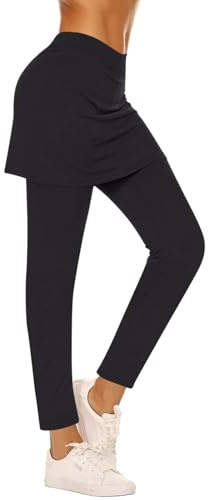Pantalon Femme Legging Jupe intégrée Taille Haute élastique Polyester Extensible Respirant Confort de Mouvement pour Yoga Sport et Vacances Style décontracté Moderne Toutes Saisons