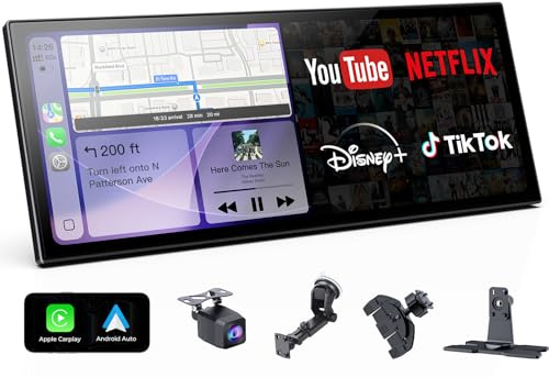 Wonsidary Pantalla CarPlay de 11.26 para Coche, Integrado con Netflix/YouTube/TikTok, Estéreo de Coche con Pantalla Táctil para Apple CarPlay y Android Auto, Control por Voz, Actualización OTA