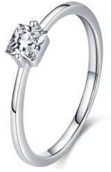 Epinki Verlobungsring Platin PT950, Klassiker Klaue Diamantring mit Labor Erstellt Diamant Quadratschliff, Solitärring Platin Echtes, Gr.65 (20.7)