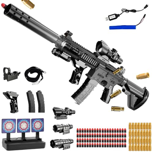 Pistolet Jouet avec balles Souples,Pistolet à Balle Molle,Mousse Jouet Blaster Electrique,Blaster en Mousse Souple,l'entraînement en Sécurité ou au Jeu,pour 14 +
