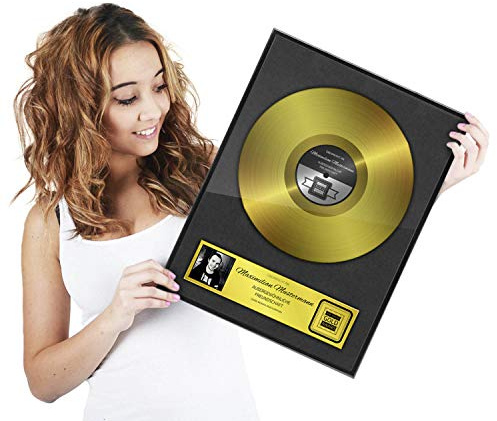 GOODS+GADGETS® Goldene Schallplatte Personalisiert mit Namen - Urkunde DIN A3