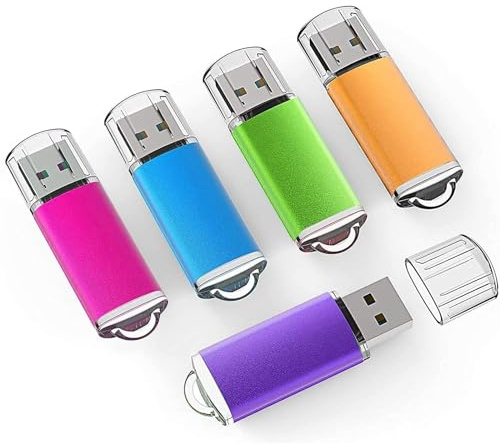 Fenglangrong USB Sticks 4GB 5Pack Memory Sticks USB 2.0 Flash Drive Swivel Design Thumb Drive (4GB Blau, lila, Rosa, Grün, Orange)