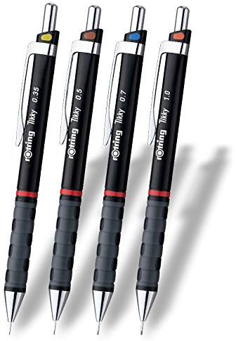 ROtring Tikky Druckbleistift, 4-teiliges Set, Schwarz, 1