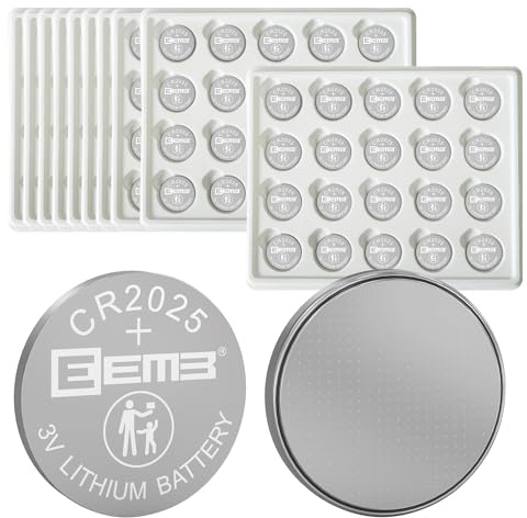 EEMB 200 Pack CR2025 Batterie 3V Batterie au Lithium Bouton Pile 2025 Batterie pour Key Fob, Calculatrice, Compteur de PièCes, Montre, Moniteur de FréQuence Cardiaque, Moniteur de GlycéMie, Etc.