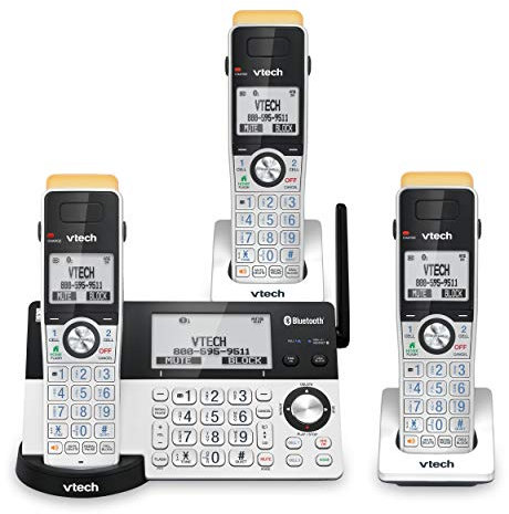 VTech IS8151-3 Super Long Range 3 Handset DECT 6.0 Cordless Phone for Home with Answering Machine, 2300 ft Range, Call Blocking, Bluetooth, Headset Jack, Power Backup, Intercom, Expandable to 12 HS