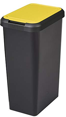 TONTARELLI Touch&Lift Poubelle unitaire 45 l Noir avec Couvercle Jaune