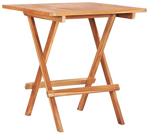 Tidyard Klappbarer Beistelltisch Gartentisch Holz Klapptisch Terassentisch Balkontisch Bistrotisch Garten Esstisch Campingtisch Kaffeetisch, 60x60x65 cm Teak Massivholz