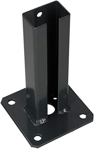 KOTARBAU® Pfostenträger 60x40 mm Dübelplatte mit Zaunfuß verzinkt & pulverbeschichtet Aufschraubhülse Pfostenschuh für Pfosten Pfostenträger Doppelstabmattenzaun zum Aufschrauben