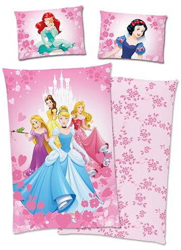 Disney Princess Prinzessin Bettwäsche 40x60cm + 100x135cm Baumwolle mit Reißverschluss