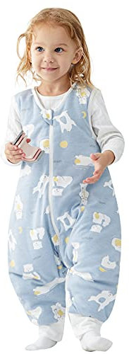 DuoMiaoMiao Baby sovsäck med fötter 1,5 TOG, unisex 100 % bomull sovsäck baby sovsäck 6-18 månader