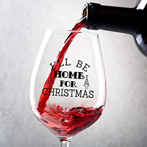 Juego de 2 copas de vino tinto Ill Be Home para Navidad, copas de vino personalizadas para despedida de soltera, esposa, mamá o novia, copas de 17 onzas