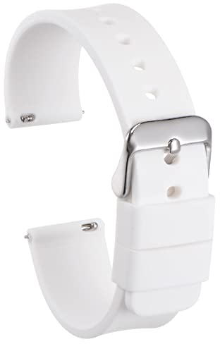 sourcing map Silicone Watch Band 20mm Width Quick Release Soft Rubber Replacement Watch Strap with Stainless Steel Buckle for Men Women, White