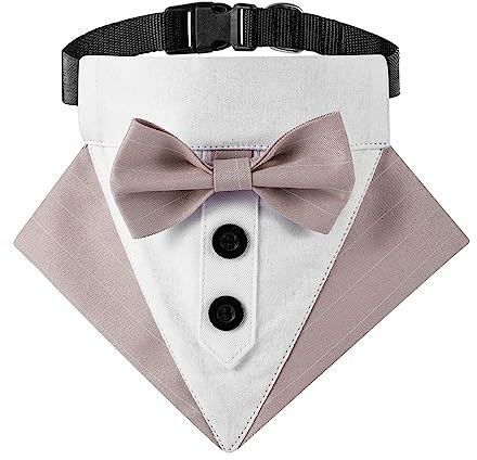 Formelles Hunde-Smoking-Bandana, Hochzeit Party Hund Hochzeit Bandana Halsband, Verstellbar Hochzeitshalsband mit Fliege und Halsband für Hunde und Katzen