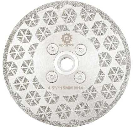 Diamant Trennscheibe 115mm - FOCSTOL Doppelseitig Diamantscheibe mit M14 Flansch für Granit Marmor Porzellan Keramik Fliesen