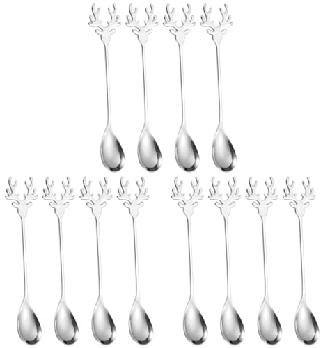 ABOOFAN Juego De 3 Cucharillas De Acero Inoxidable Suaves Y Fáciles De Limpiar Para Café Té Y Postres 4 Unidades X 3
