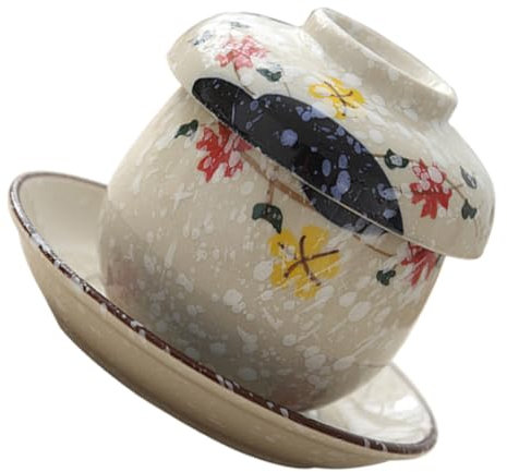 MAGICLULU 1ensemble Bols à Dessert Céramique Avec Couvercle Pratique Pour Soupe Et Oeufs Cocotte Design Simple Et Antidérapant Facile à Nettoyer Pour Vos Crèmes Desserts Et Snacks
