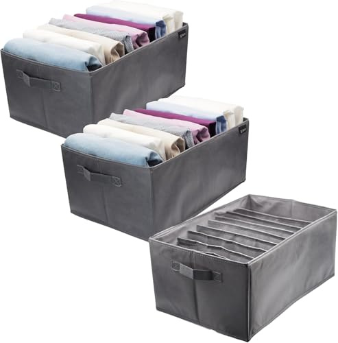 GF WAY Set 3 Organizer Armadio con 9 Scomparti, Scatole Salvaspazio per Cassetti, Biancheria, Intimo, Calze e Accessori, Pareti Rigide, Tessuto Resistente, Design Moderno, 43x30x20 cm