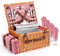 Couleeur Picnic Basket for 4 Persons,Wicker Picnic Basket with Insulated Cooler Compartment, Waterproof Picnic Blanket & Cutlery Set, Wicker Picnic Hamper for Camping, Outdoor, Party, Beach, Pink