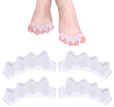 Ryaupy 2 Pair Zehenspreizer Silikon, Toe Separator, Fußzehen Spreizer, Zehentrenner für Alle Zehen, Zehentrenner für Pediküre Hallux Valgus, Universalgröße für überlappende Zehen (Weiß)