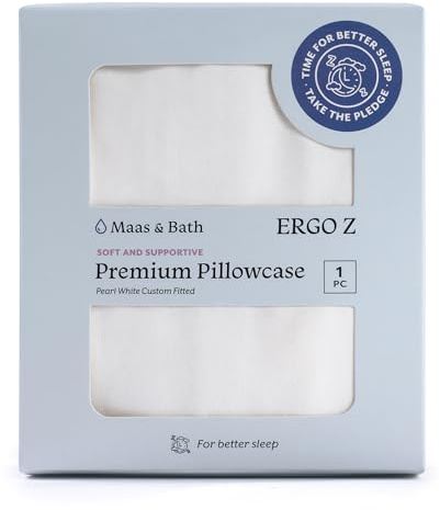 MAAS & BATH Ergo Z Pillowcase - Premium Breathable Pillow Case for Quality Sleep, Made with Machine Washable Non-Peeling Cotton Fabric, Easy-Open Hidden Zipper, Non-Toxic & Odorless