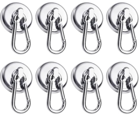 Grtard Magnethaken Extra Stark 50 kg,8er Set Magnetische Haken mit Neodym Magnet, Drehbarer Magnet Haken für Spind Organizer, Werkstatt & Camping