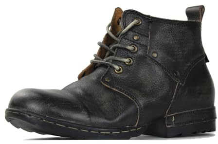 COWSDELLA Herr mörkbrun Chukka stövlar snörning motorcykel casual läder klänning ankel boot för herr mode CD-6015-3-A-R, Retro svart, 43 EU