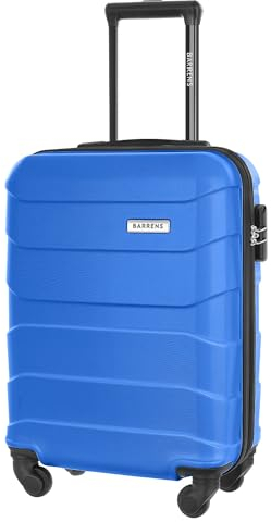 BARRENS Handgepäck Koffer Trolleys Reisekoffer Hartschalenkoffer Cabin Size Suitcase Carry On Luggage Kabinenkoffer mit 4 Rädern Leicht und Zahlenschloss Teleskopgriff Große: 55x40x20 cm (Blau)