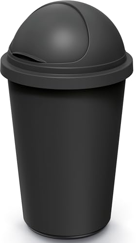 Keden® Poubelle cuisine 50L couvercle basculant plastique recyclé 100% corbeille papier bureau support fixation sac-poubelle déchets bio noir-gris
