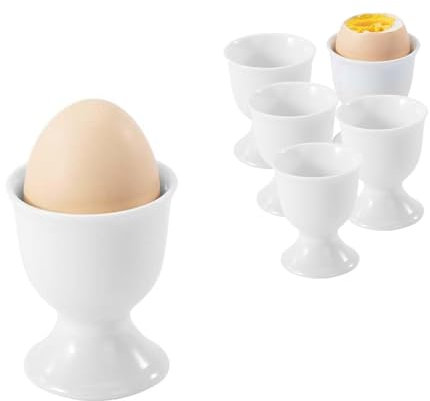 JIAAXYC Coquetiers en Porcelaine, 6 Coquetiers en Porcelaine Blanche, Range-œufs, Support à œufs, Coquetiers en Céramique de 7 x 5,2 cm, Convient pour Les œufs Durs et Mollets, Blanc