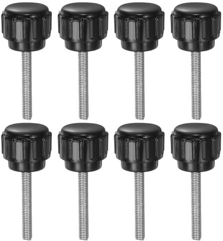 QUARKZMAN 8 Piezas de Perillas de Sujeción Moleteadas M3 x 20 mm Métricas de Acero al Carbono con Rosca Macho Tornillo de Pulgar Tipo Tornillode 14 mm Pernos de Estudio de Perillas Negras