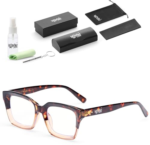 MAMINÓ Gafas de Lectura Graduadas Mujer y Hombre para Vista Cansada o Presbicia - Filtro de Bloqueo Luz Azul - 5 Graduaciones Disponibles - Kit Completo con Limpiador, Gamuzas, Destornillador y Funda.