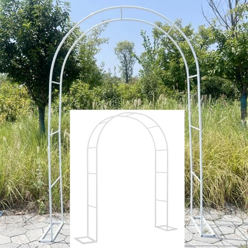 Metal Garden Arbor Arch Gate for Climbing Plants Weatherproof Rose Arch Stand with Steel Frame Pergola Sturdy Trellis Archway for Gardens Parties Wedding Ceremonies White 2.8x2.2x0.4m