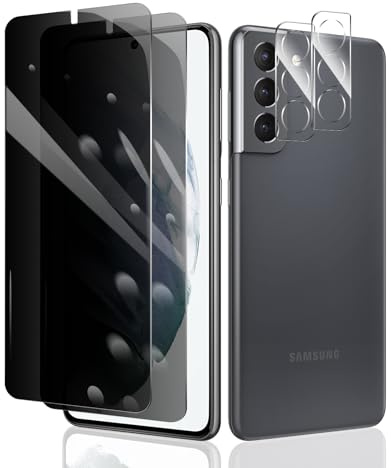2 Stück Sichtschutz Schutzfolie für Samsung Galaxy S21 5G+ 2 Stück Kameraschutz, Anti-Spy Panzer Schutz Glas, Anti-Spionage Panzerfolie, Display Sichtschutzfolie aus gehärtetem Glas