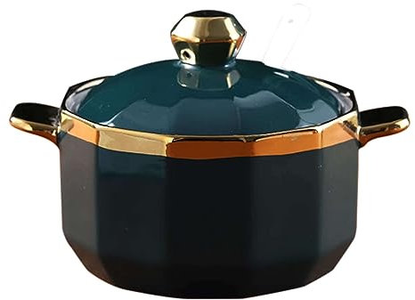Azucarero, Bote para Condimentos, Azucarero De Doble Asa con Tapa Y Cuchara, Tarro De Cerámica para Almacenar Azúcar De 18 Oz De Color Sólido, Azucarero De Porcelana, Pa,Green-Phnom Penh