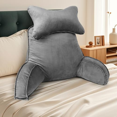 AOOWU Almohadas de Lectura, Cojín Lectura Cama para Cuello Desmontable and Brazos, Almohada in Lectura Espalda in Adultos para La Espalda, Trabajar, Leer o Jugar en la Cama, Sofá, Almohada Lectura