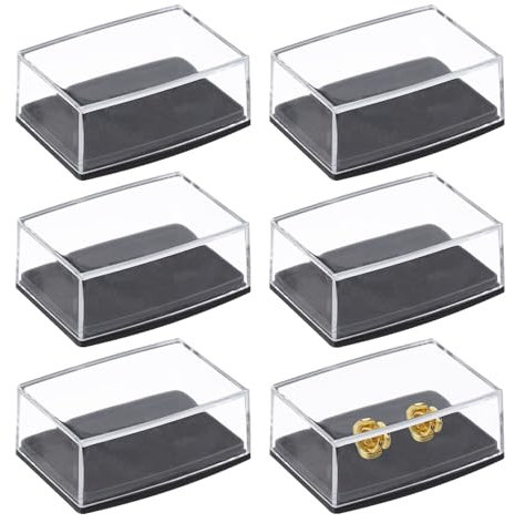 CHGCRAFT 6 gemelos de plástico transparente, caja de regalo, caja de exhibición de joyas, caja transparente para compromiso, cumpleaños, aniversario, 1.85 x 2.48 x 0.96 pulgadas