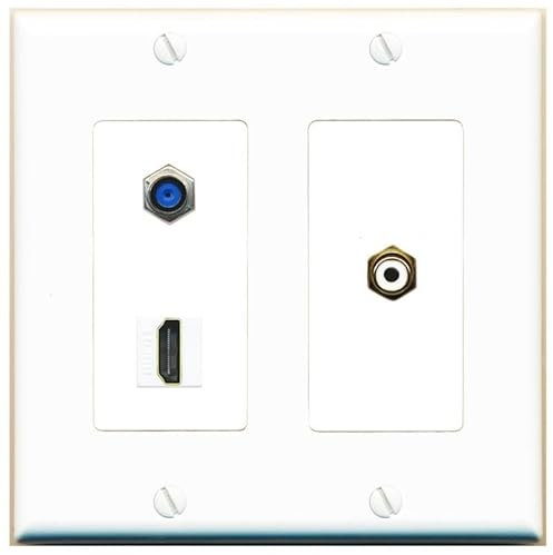RiteAV Placa de pared de 2 puertos F81 HDMI RCA-blanco con conector hembra hembra-hembra [blanco]